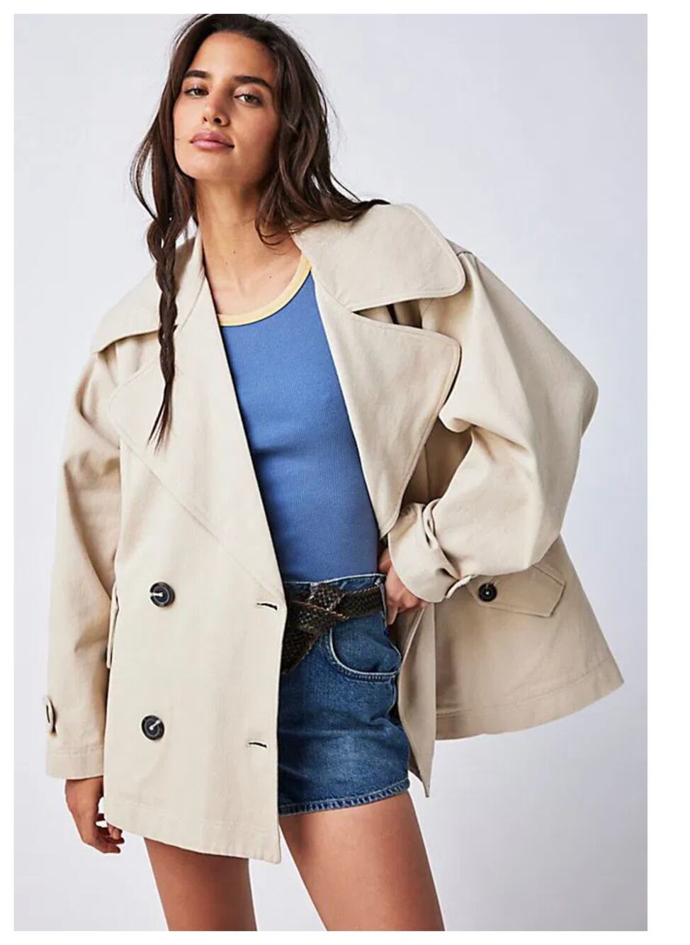 NEW Free People Highlands Oversized Swing Peacoat Size Small